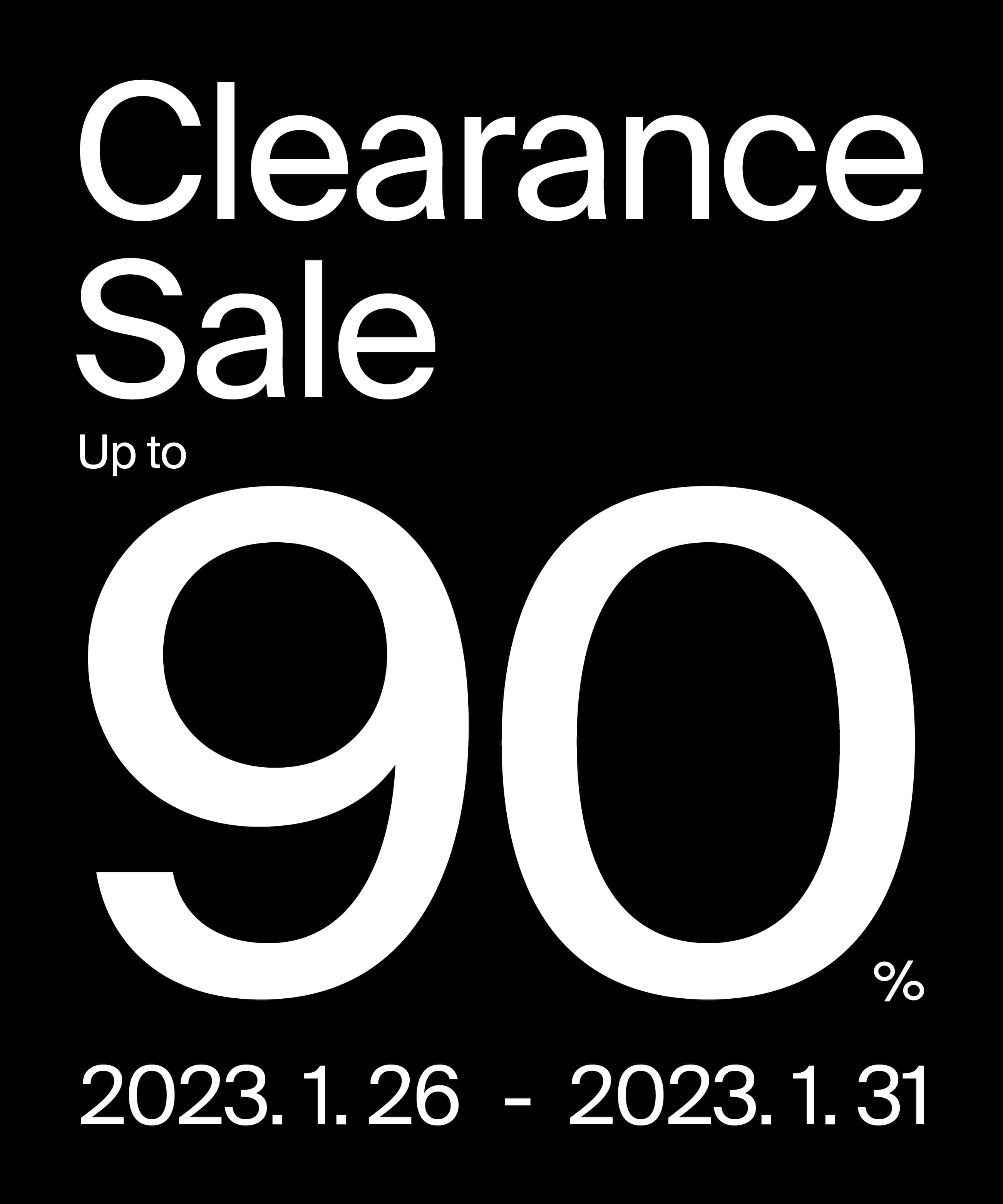 clearance sale Up to 90% off